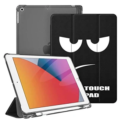 Afbeelding van Fintie Hoes voor iPad 10.2 inch 9e Generatie 2021/ 8e Gen. 2020 / 7e 2019 met Pencil Houder, Ultradun Superlicht Beschermhoes Transparante Achterkant Automatische Slaap waak, Don&#039;t Touch