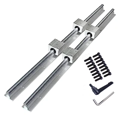 Afbeelding van GooEquip 2 stuks lineaire rails SBR12 1000 mm lagergeleiderset met geleidingsassen en 4 SBR12UU lagerblokken, geleiderailset voor draaimachine (SBR12 mm)