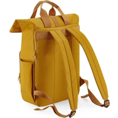 Afbeelding van Recycled Twin Handle Roll Top Laptop Backpack BagBase 19 Liter Mustard