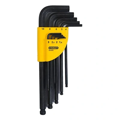 Afbeelding van Stanley 1 13 976 Pensleutelset (voor inbusbouten, 9 delig, lang met kogelkop, 1,5/2/2,5/3/4/5/6/8/10 mm)