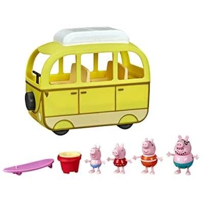 Afbeelding van Peppa Pig Peppa&#039;s Avonturen, strandcamper, speelgoed voor peuters: 10 onderdelen en rollende wielen, vanaf 3 jaar