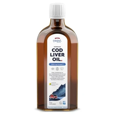 Afbeelding van Osavi Norwegian Cod Liver Oil, 1000mg Omega 3 (Lemon Mint) 250 ml.