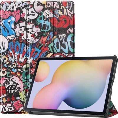 Afbeelding van Case2go Tablet Hoes geschikt voor Samsung Galaxy Tab S7 (2020) Tri Fold Book Case Graffiti