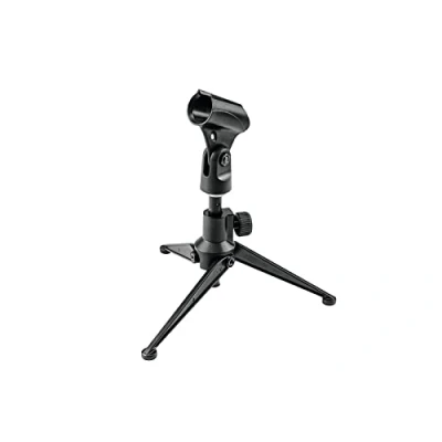 Afbeelding van Omnitronic microfoon standaard tafel 10,5 tot 15,5 cm hoog microfoonstatief zwart