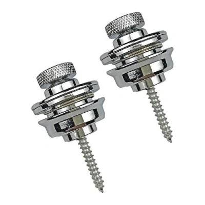 Afbeelding van Gitaargordelslot, 2 stuks, metalen gitaarriem, knop, eindknop met bevestigingsschroeven voor akoestische klassieke elektrische gitaar, bas, ukelele, zilver