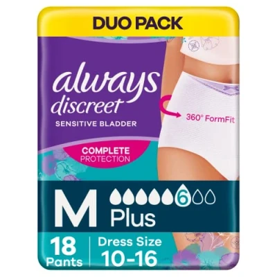 Afbeelding van Always Discrete incontinentiebroek voor dames, 18 broek met hoog absorptievermogen