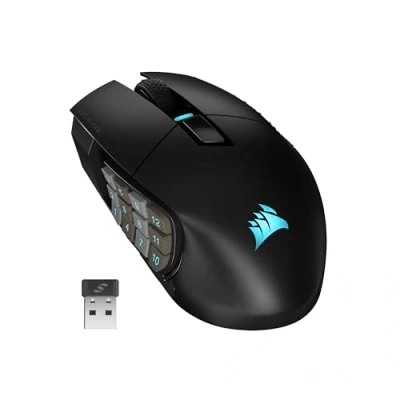 Afbeelding van CORSAIR SCIMITAR ELITE RGB WIRELESS MMO Gaming Muis 26.000 DPI 16 Programmeerbare Knoppen Tot 150 uur Batterij iCUE Compatibel Zwart