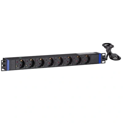 Afbeelding van DSIT 19 inch 8 voudige stekkerdoos met C14 stekker geschikt voor serverkast patchkast en flightcase