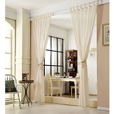 Afbeelding van WOLTU 2 Stuks Semi transparante gordijnen Doorschijnend gordijn 140x225cm,semi verduisterend decoratief voor woonkamer,Gebroken Wit VH5864cm