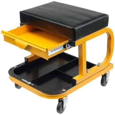 Afbeelding van VOREL Werkplaatskruk met lade max 90kg 38cm hoog