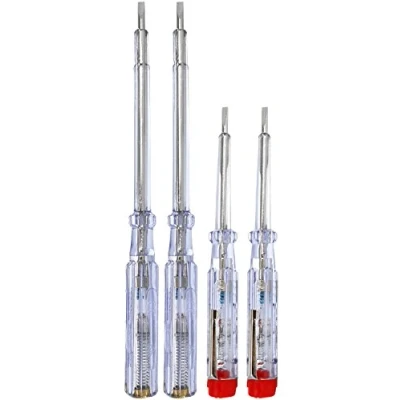 Afbeelding van COM FOUR® 4x VDE spanningstesters in verschillende maten sleuffasetester met schroevendraaier stroomtester multitool 19 cm, 14 cm (04 stuks spanningstester)