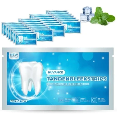 Afbeelding van Nuvance Teeth Whitening Strips Tanden Bleekstrips Tandenbleekset Bleken met 0% Peroxide Witte 28 Sets/56