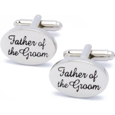 Afbeelding van Manchetknopen Father of the Groom Tekst Zilver Ovaal
