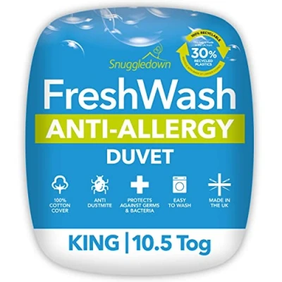Afbeelding van Snuggledown Freshwash deken met allergieën, katoen, wit, katoenen King Size