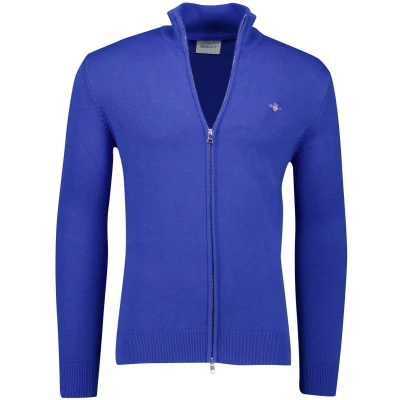 Afbeelding van Gant heren Fijngebreid vest met logo in de kleur Blauw, maat: M