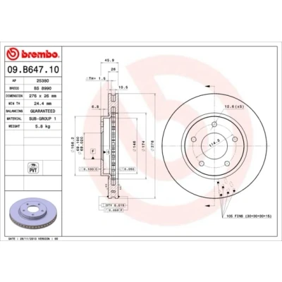 Afbeelding van Brembo Remschijf 09.B647.11