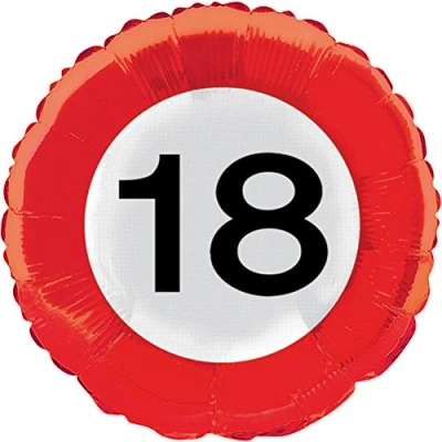 Afbeelding van Ballon folie 18 jaar Verkeersbord