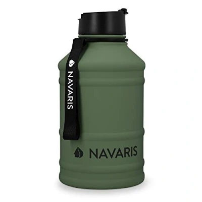 Afbeelding van Navaris waterfles van roestvrij staal Drinkfles 2L Extra grote roestvrijstalen fles met drinkdop Ideaal tijdens het sporten