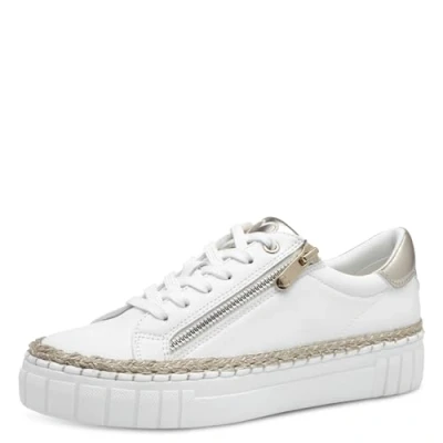Afbeelding van MARCO TOZZI Dames Plateausneaker met ritssluiting Comfortabel, White Kam, 36 EU