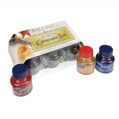 Afbeelding van Winsor &amp; Newton 1190192 Kalligrafie inktset 6 kleuren in flessen van 30 ml, mengbaar, lichtecht, duurzame kleur, bladgroen