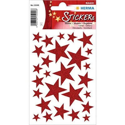 Afbeelding van Herma 15099 Stickers ster rood, glitter