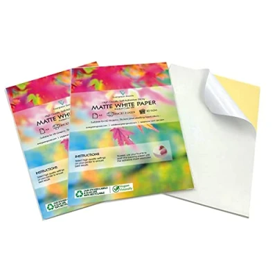 Afbeelding van Evergreen Goods 500 vellen A4 wit mat stickerpapier Inkjet en laser afdrukbaar zelfklevend label met plakkende achterkant Productetiketten maken Voor Kunst &amp; Ambacht