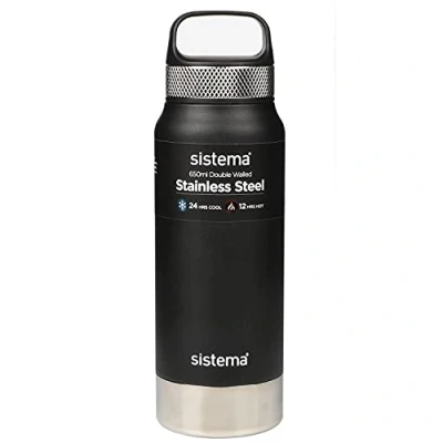 Afbeelding van Sistema Hydrate roestvrijstalen waterfles, 650 ml, BPA vrij, dubbelwandig, vacuüm geïsoleerd, metalen houdt vloeistof warm (12 uur) en koel (24 uur), verschillende kleuren