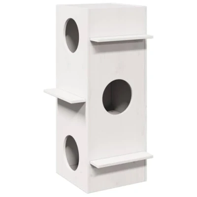Afbeelding van Kattenhuis 43x43x90 cm massief grenenhout wit