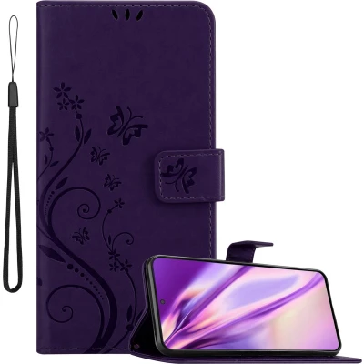 Afbeelding van Cadorabo Hoesje geschikt voor Samsung Galaxy S22 in Bloemen DONKER PAARS Beschermhoes Case Cover magnetische