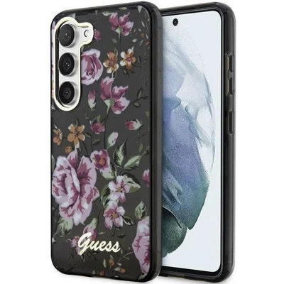 Afbeelding van Guess Hoesje Flower Back Cover Zwart Geschikt voor Samsung Galaxy S23 Plus