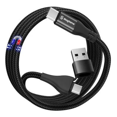 Afbeelding van Magtame USB C kabel, magnetische A/C naar 1 m, gevlochten nylon type snellaadkabel, compatibel met smartphones, Samsung Galaxy en andere apparaten (1M)