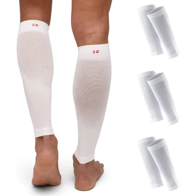 Afbeelding van DANISH ENDURANCE Kuitcompressiekousen zonder voet, kuitbandage, 21 26 mmHg, voor dames en heren, Wit M