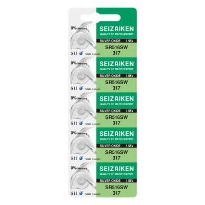 Afbeelding van Seizaiken Seiko 317 SR516SW horloge batterijen, zilveroxide, 1,55 V, 0% Hg, 5 stuks