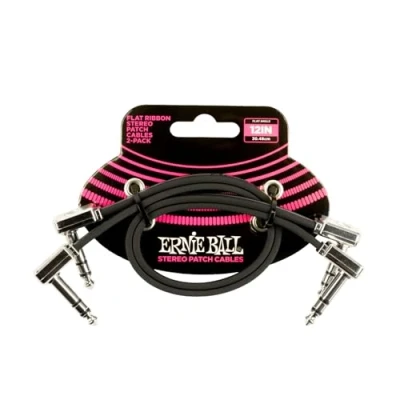 Afbeelding van Ernie Ball 12&quot; Flat Ribbon Stereo Patch Cable 2 Pack Black
