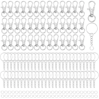 Afbeelding van Belle Vous Metalen Swivel Klik Kreeft Haak Klemmen, Sleutel Ringen met Ketting en Open Splitringen (120 pak) Kleine Druk Klauw Klemmen Clips Voor Sleutelhangers, Lanyards, DIY Sieraden Maken