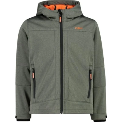 Afbeelding van CMP Melange softshelljas voor kinderen met vaste capuchon, kaki melange, 140