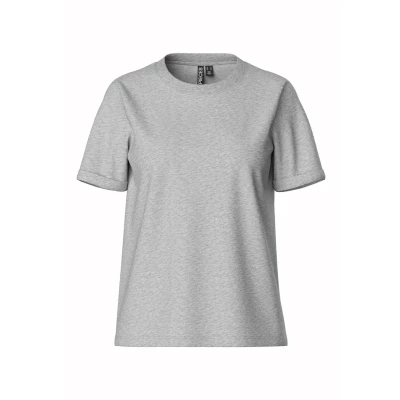 Afbeelding van Pieces CRIA FOLD UP Solid TEE Tshirt basic, Dames, Maat: XS, Light grey