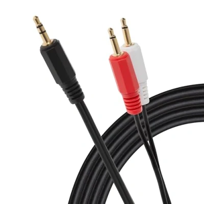 Afbeelding van Maplin 3.5mm Aux Stereo 3 Pole TRS Jack Plug naar Twin 2 Kabel 2m