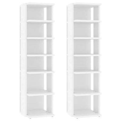 Afbeelding van Schoenenkasten 2 st 27,5x27x102 cm bewerkt hout wit