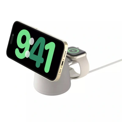 Afbeelding van Belkin Boostcharge Pro 2in1 MagSafe Charging Stand Sand