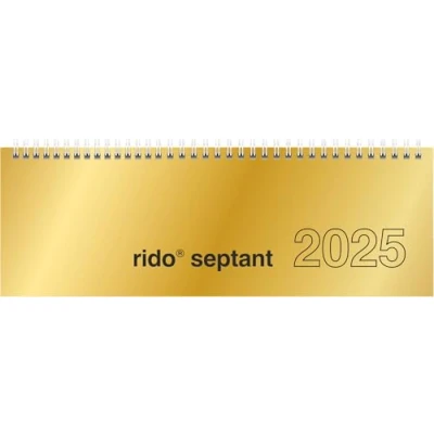 Afbeelding van rido/idé 7036121915 Querterminbuch Modell septant (2025) 2 Seiten = 1 Woche 305 x 105 mm 128 Glanzkarton Einband goldfarben