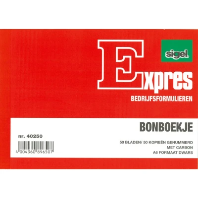 Afbeelding van Sigel bonboekje Expres A6 blok 2x50 vel met carbon SI 40250