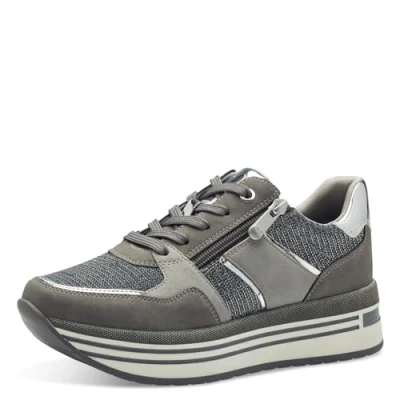 Afbeelding van Marco Tozzi Sneakers laag, Dames, Maat: 41, Dark grey Imitatieleer/ textiel