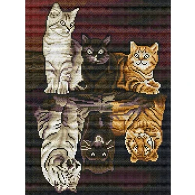 Afbeelding van Awesocrafts Kruissteek gestempeld Kits Reflectie Kat Tijger Gemakkelijk Patronen Kruissteken Borduurwerk Handwerken Kit Benodigdheden (Cat Tijger)
