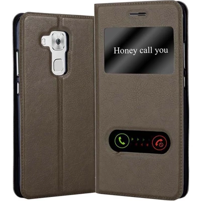 Afbeelding van Cadorabo Hoesje geschikt voor Huawei NOVA PLUS in STEEN BRUIN Beschermhoes met magnetische sluiting, standfunctie en 2 kijkvensters Book Case Cover Etui