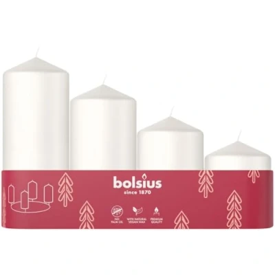 Afbeelding van Bolsius Stompkaars 4 stuks per verpakking Cloudy White