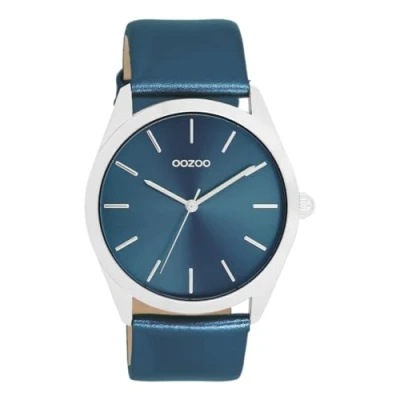 Afbeelding van OOZOO Timepieces Unisex horloge zilverkleurig met leren band