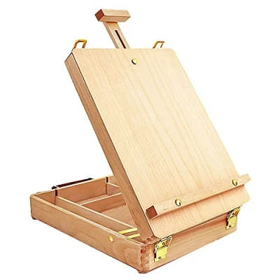 Afbeelding van Tafelschildersezel, Kunstschildersezel, Desktop Art Schildersezel, Premium Houten Schetsdoos voor Studenten, Kunstenaars en Beginners