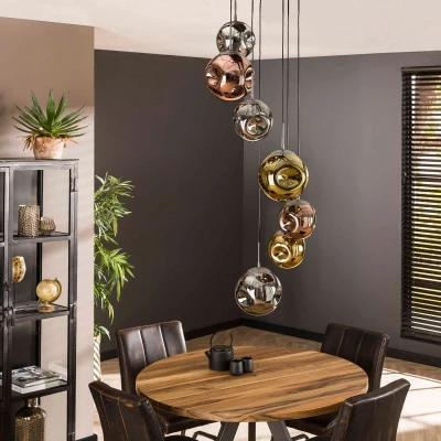 Afbeelding van Fraaai Gilian hanglamp 7L Glas getrapt