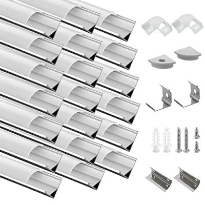 Afbeelding van Efishine 20 pack LED profiel, aluminium, x 1 m, V vormig aluminium profiel met melkachtige afdekking, eindkappen en montageklem voor strips, zeer eenvoudige installatie